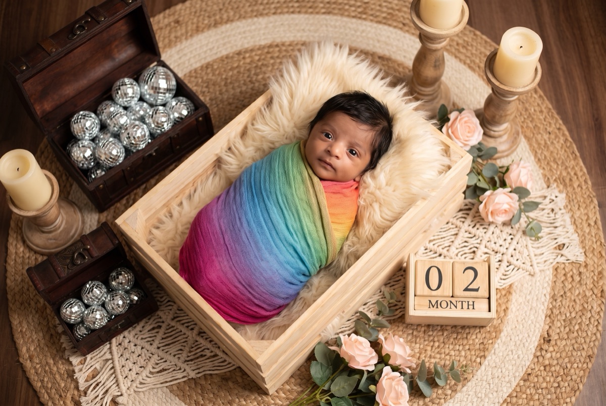 Rainbow Swaddle Crate — example photoshoot result